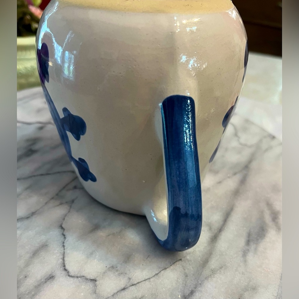 Louisville Stoneware Pottery Pitcher Blue At the Helm Steering Wheel Nautical - Picture 10 of 12
